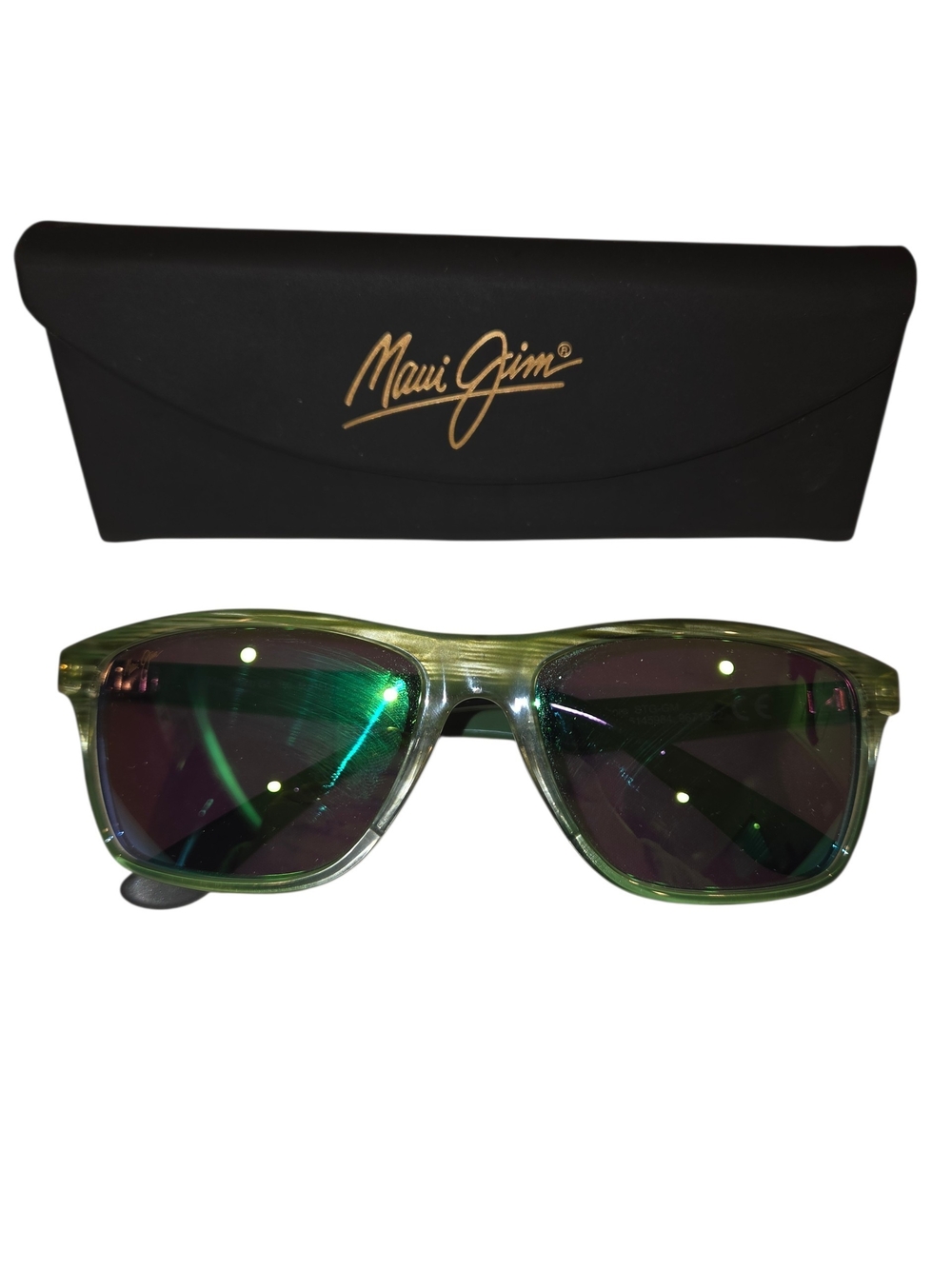 Maui Jim Men’s Green Translucent Frame Sunglasses with Mirrored Lenses